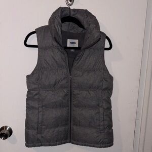 Set of 2 Gray and Burgundy Fleece Lined Puffer Vest with Full Zip